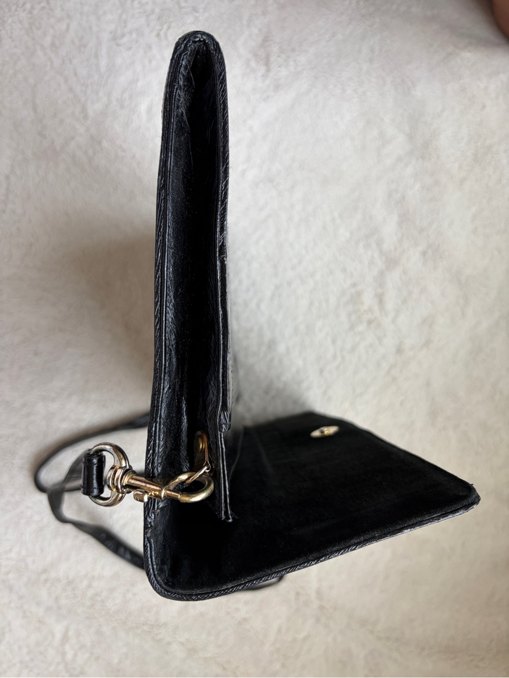 Vintage 70s 80s Black Eel Skin Clutch Purse - Picture 4 of 13